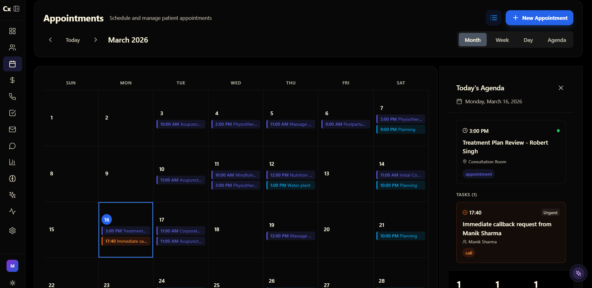 CxTrack smart scheduler with appointment booking calendar